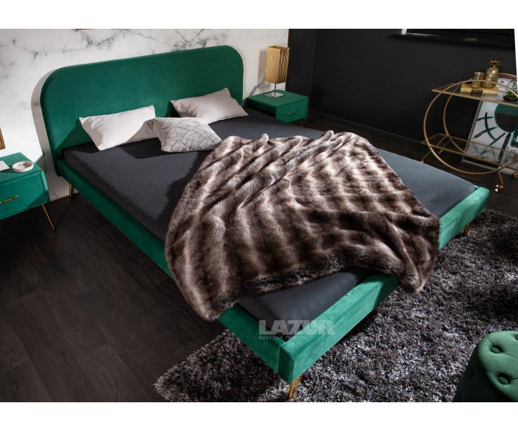 Легло Famous 140/200 в цвят изумрудено зелено кадифе