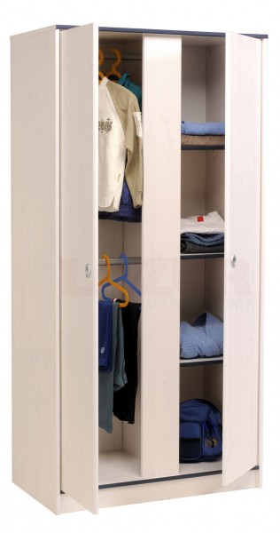двукрилен гардероб Смузи в бял цвят